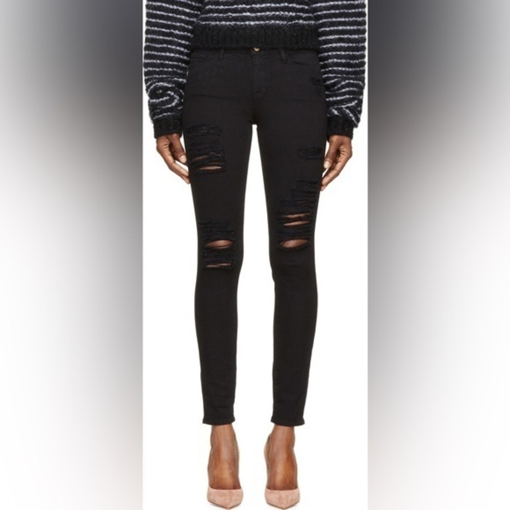 FRAME Le Skinny de Jeanne Distressed Jeans